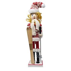 Female Skiing Skier Ski Snowflake Sweater Festive 15" Christmas Nutcracker